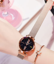 Luxury Women's Starry Diamond Mesh Watch