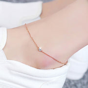 Ustar Simple Stainless Steel Chain Anklets For Women With Cubic