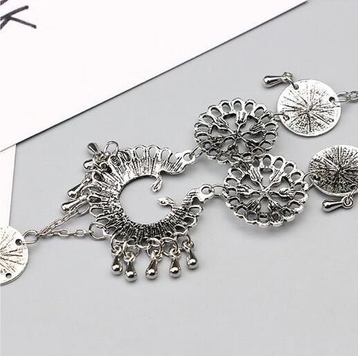 Bohemian Antique Silver Flower Anklet