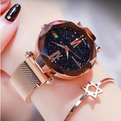 Luxury Women's Starry Diamond Mesh Watch