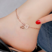 Rose Gold Boho Anklet with Stainless Steel Coin Charms