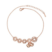 Rose Gold Boho Anklet with Stainless Steel Coin Charms