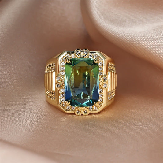 Vintage Blue-Green Diamond Ring